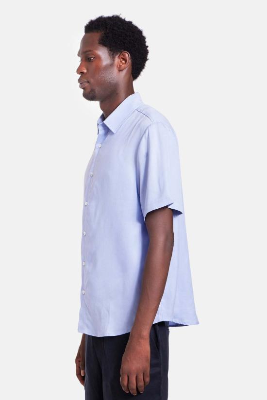  블루&크림 반팔 셔츠 텐셀 반팔 버튼다운 셔츠 - BLUE&CREAM