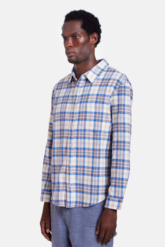  블루&크림 긴팔 셔츠 브랜든 브러시드 플란넬 - BLUE&CREAM