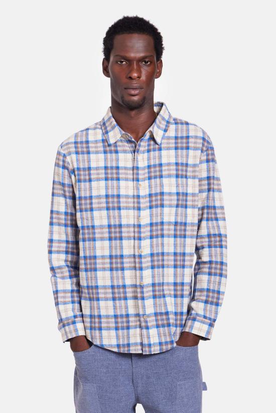  블루&크림 긴팔 셔츠 브랜든 브러시드 플란넬 - BLUE&CREAM