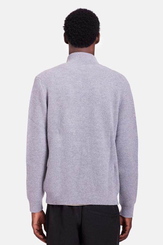  블루&크림 집업 니트 케니 캐시 와플 집업 스웨터 - BLUE&CREAM