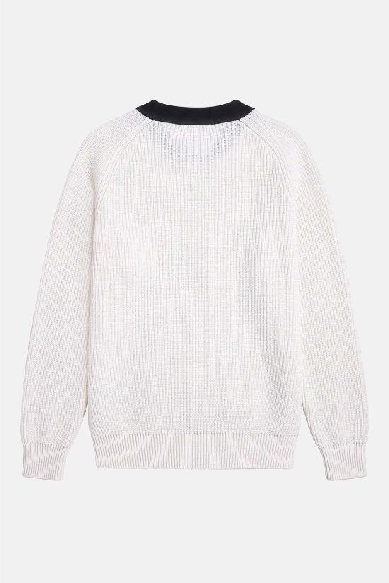  블루&크림 가디건 Bk 리브 콤보 카디건 - BLUE&CREAM