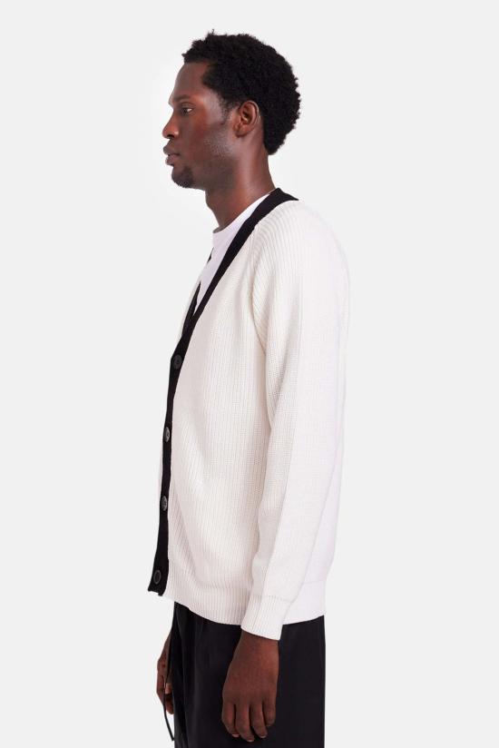  블루&크림 가디건 Bk 리브 콤보 카디건 - BLUE&CREAM