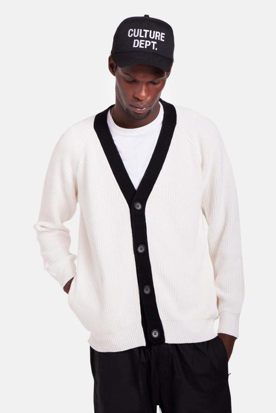  블루&크림 가디건 Bk 리브 콤보 카디건 - BLUE&CREAM