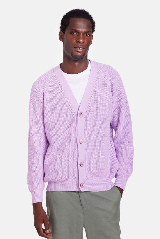  블루&크림 가디건 Bk 리브드 카디건 - BLUE&CREAM