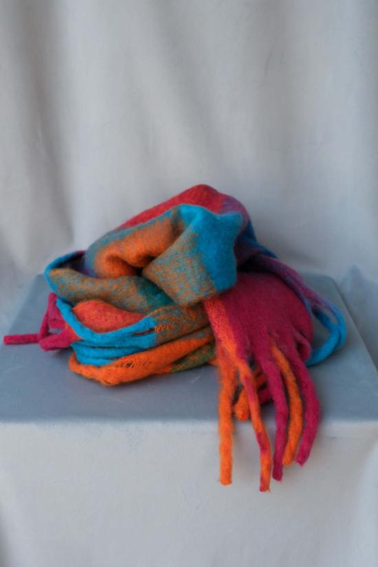  파이프앤로우 머플러/스카프 청키 플레드 스카프 레드/틸