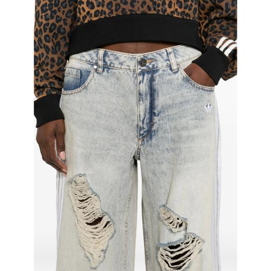 25FW 아디다스 디스트레스트 루즈 핏 데님 팬츠 KE3301 BLUE - ADIDAS