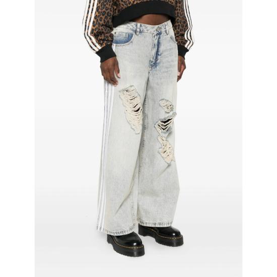 25FW 아디다스 디스트레스트 루즈 핏 데님 팬츠 KE3301 BLUE - ADIDAS