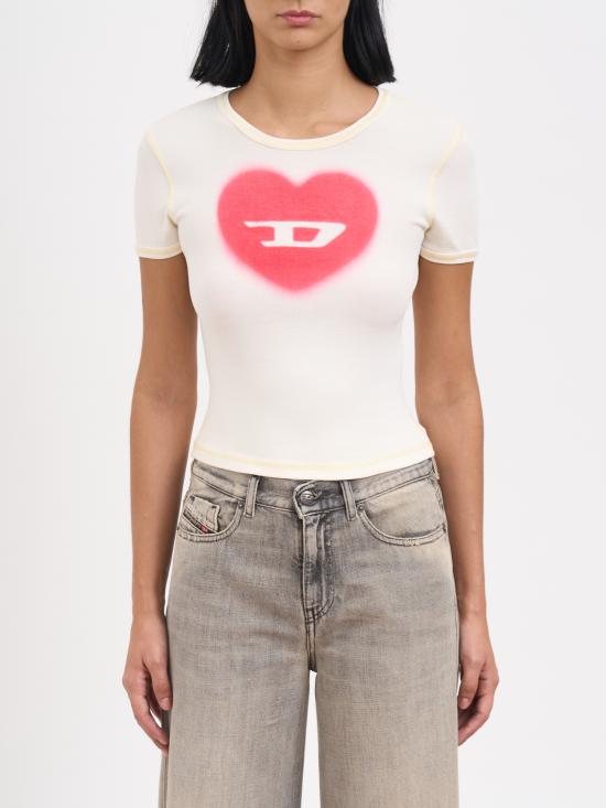 25FW 디젤 반팔 티셔츠 MA128360SQAD1AM White