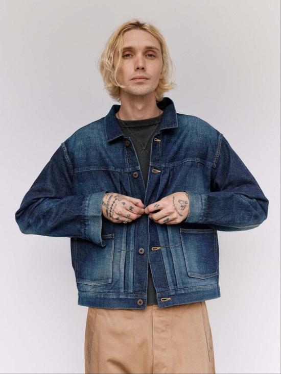  타이가 타카하시 데님 자켓 Lot.714 데미지드 인디고 데님 재킷 사이드 패널