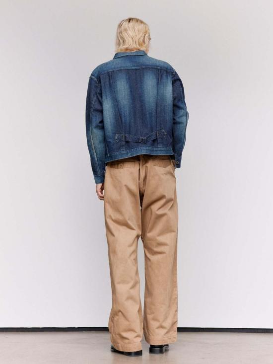  타이가 타카하시 데님 자켓 Lot.714 데미지드 인디고 데님 재킷 사이드 패널 - TAIGA TAKAHASHI