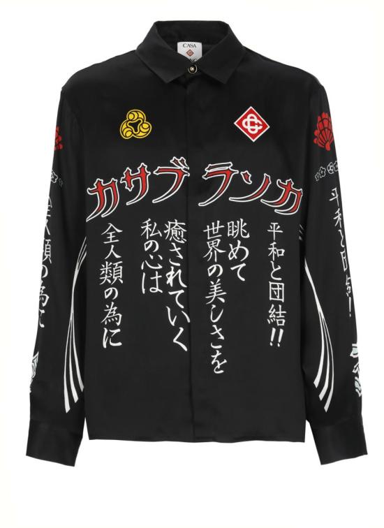 25FW 카사블랑카 긴팔 셔츠 UAW25SH02104MSILK SATIN Black