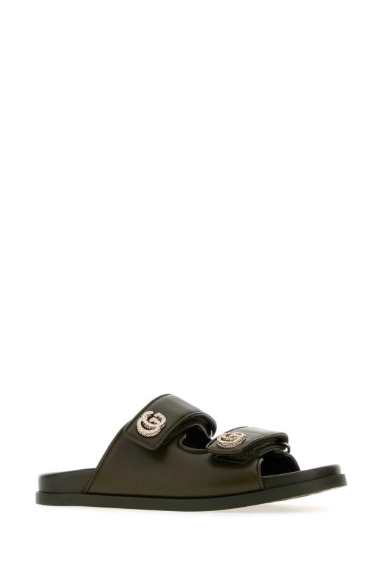 25FW 구찌 GG 크리스탈 샌들 816633AAEKU 3037 Green - GUCCI