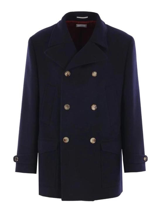 25FW 브루넬로 쿠치넬리 울 플라넬 피코트 MY4967029CX200 Blue