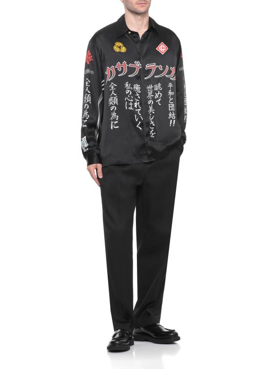 25FW 카사블랑카 셔츠 UAW25SH02104M SILK SATIN Black - CASABLANCA