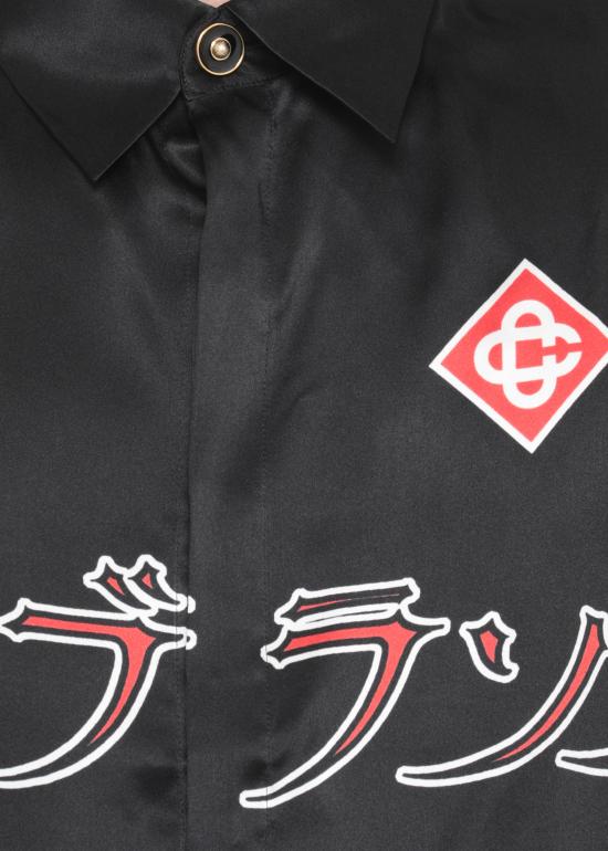 25FW 카사블랑카 셔츠 UAW25SH02104M SILK SATIN Black - CASABLANCA