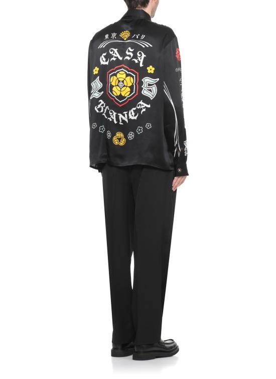 25FW 카사블랑카 셔츠 UAW25SH02104M SILK SATIN Black - CASABLANCA