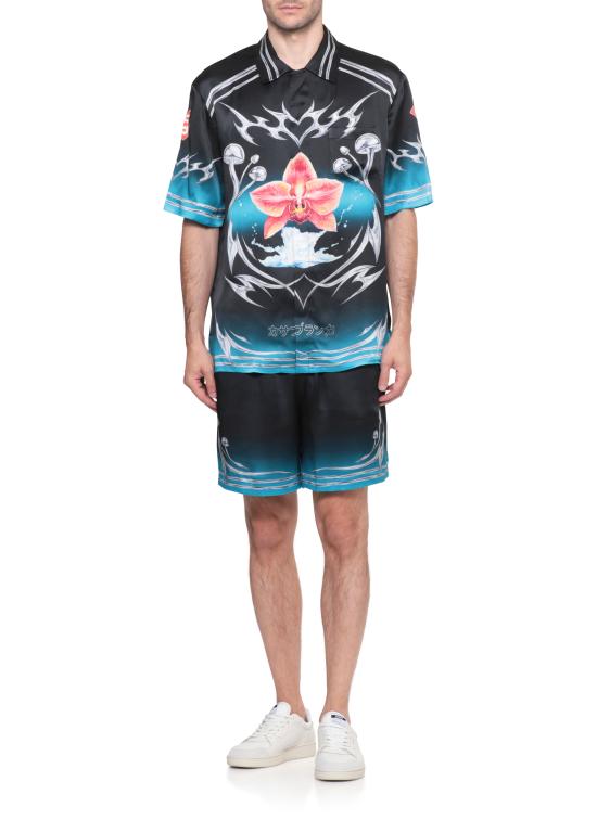 25FW 카사블랑카 셔츠 MAW25SH00303 SILK SATIN Black - CASABLANCA