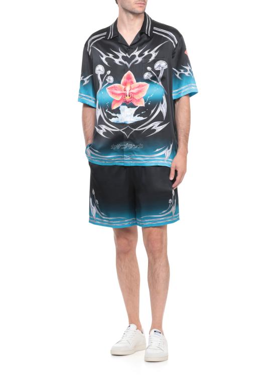 25FW 카사블랑카 셔츠 MAW25SH00303 SILK SATIN Black - CASABLANCA