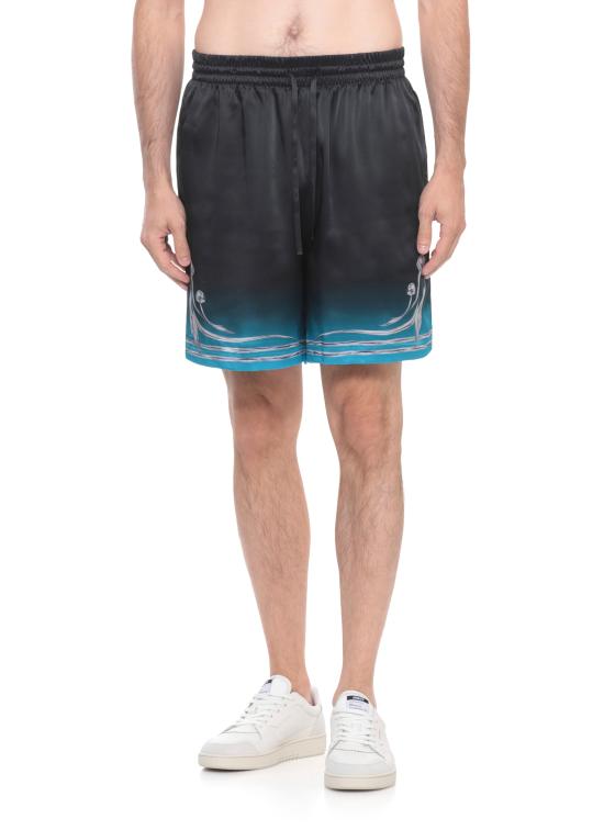 25FW 카사블랑카 숏팬츠 MAW25TR01204 SILK SATIN Black - CASABLANCA