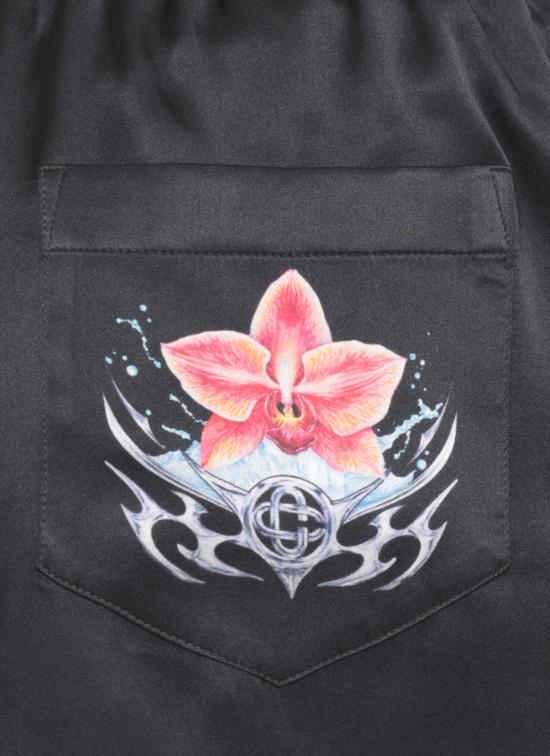 25FW 카사블랑카 숏팬츠 MAW25TR01204 SILK SATIN Black - CASABLANCA