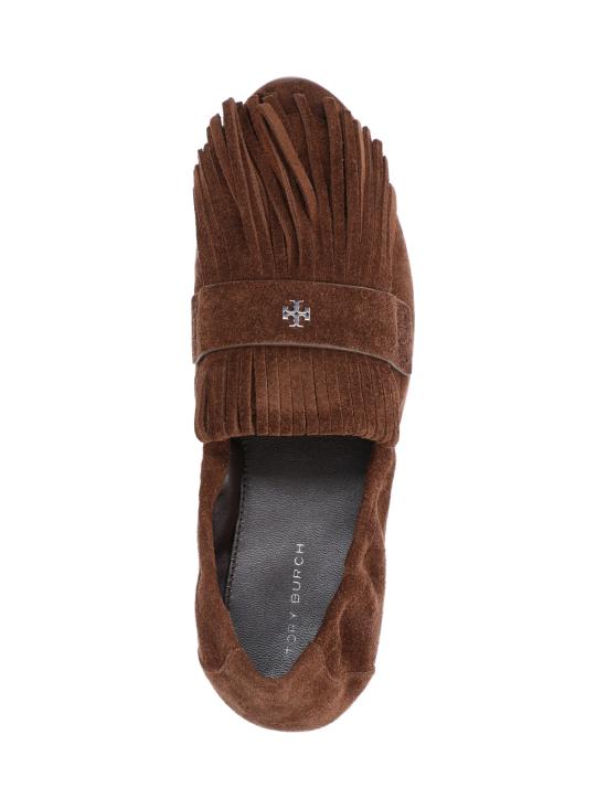 25FW 토리버치 Ballet 프린지 스웨이드 로퍼 176837 200 Brown - TORY BURCH