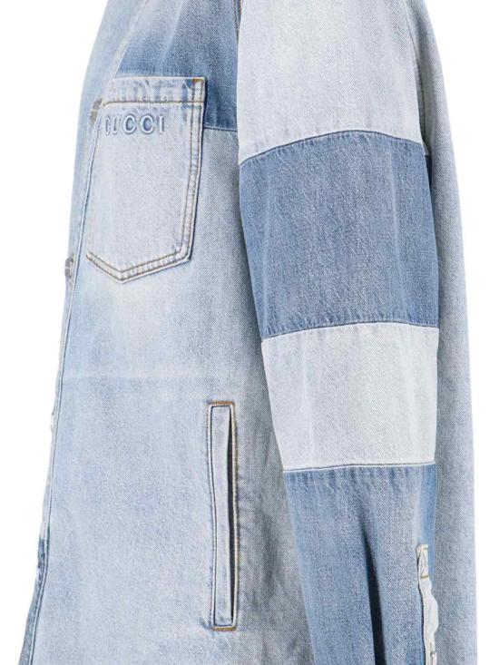 25FW 구찌 체스트 포켓 패치워크 데님 셔츠 828143 XDDBD4649 BLUE - GUCCI