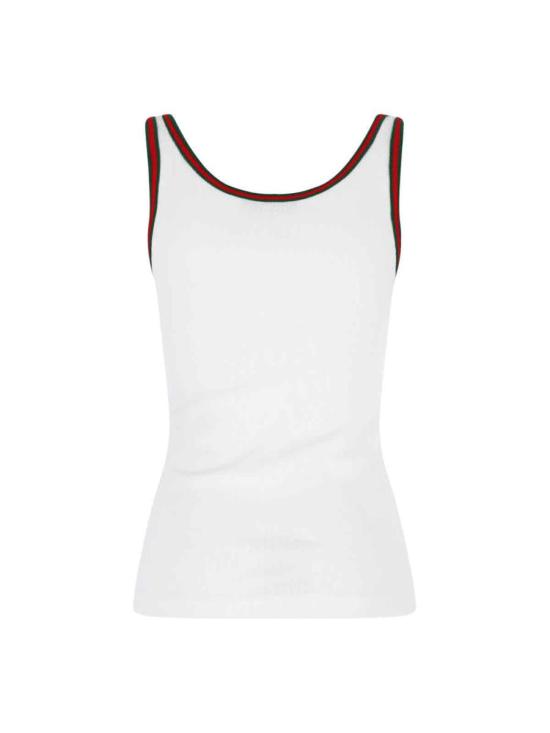 25FW 구찌 웹 코튼 탱크 민소매 티셔츠 815851 XJG5O9692 WHITE - GUCCI