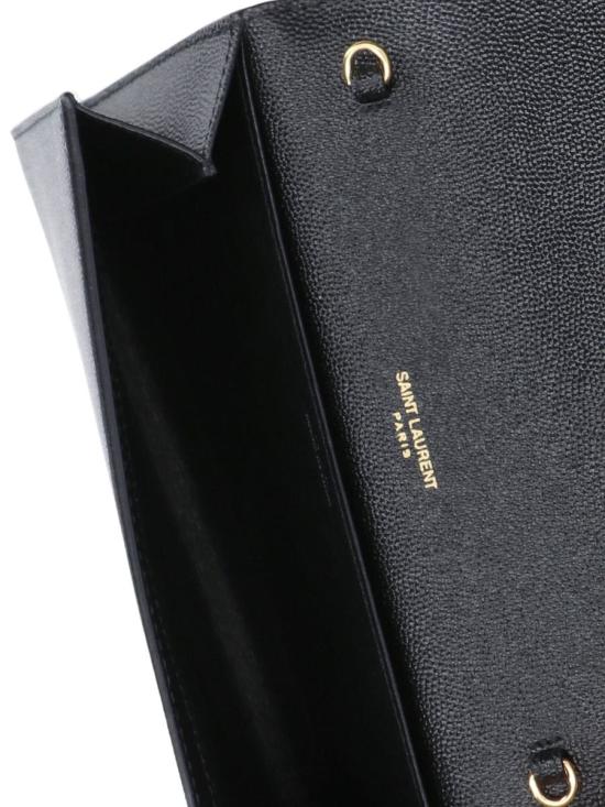 25FW 생로랑 그레인 레더 업타운 체인 지갑  607788 1GF0J1000 Black - SAINT LAURENT