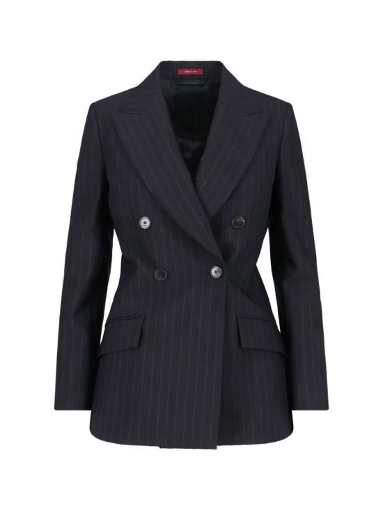 25FW 구찌 핀스트라이프 더블브레스트 울 블레이저 832457 Z7ASO1152 Black