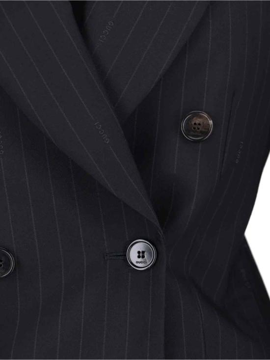 25FW 구찌 핀스트라이프 더블브레스트 울 블레이저 832457 Z7ASO1152 Black - GUCCI