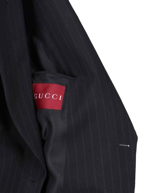 25FW 구찌 핀스트라이프 더블브레스트 울 블레이저 832457 Z7ASO1152 Black - GUCCI