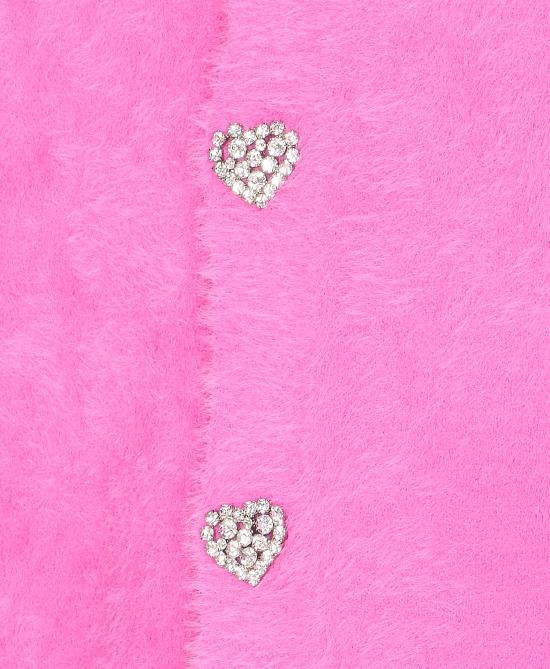 25FW 발렌시아가 하트 크리스탈 버튼 가디건 849501 T62445630 Pink - BALENCIAGA