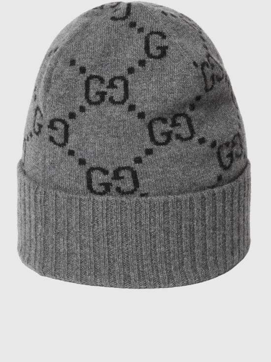 25FW 구찌 GG 캐시미어 자카드 비니  8113924GABX 1260 GREY - GUCCI