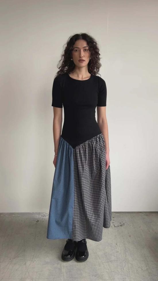  A Bronze Age 데님 원피스 청동기 시대 초상화 드레스 블랙/카터 플레드 - OTHER BRANDS