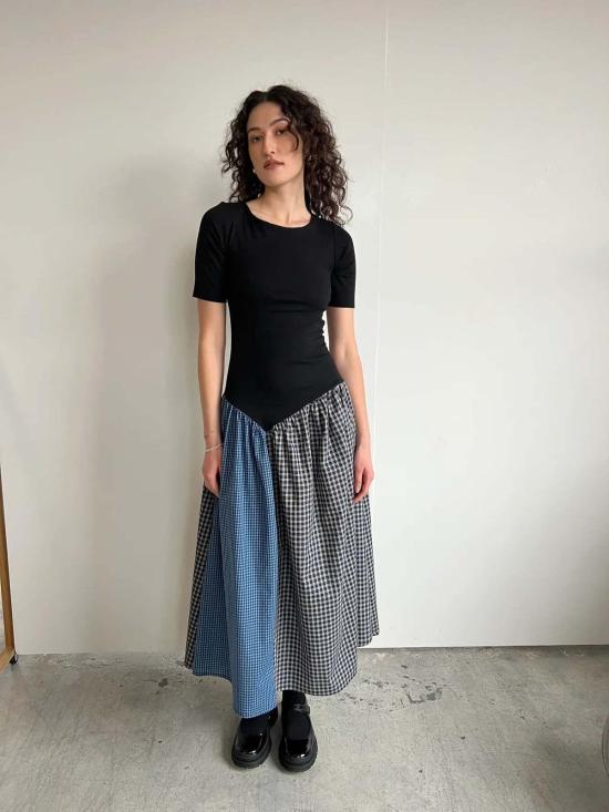  A Bronze Age 데님 원피스 청동기 시대 초상화 드레스 블랙/카터 플레드 - OTHER BRANDS