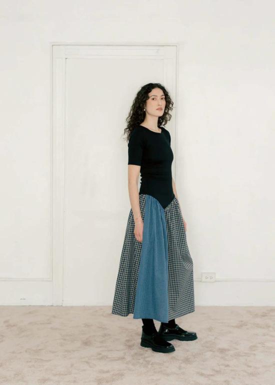  A Bronze Age 데님 원피스 청동기 시대 초상화 드레스 블랙/카터 플레드 - OTHER BRANDS