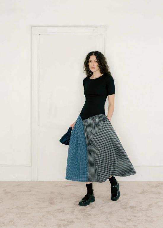  A Bronze Age 데님 원피스 청동기 시대 초상화 드레스 블랙/카터 플레드