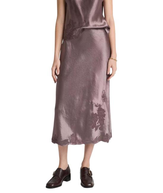  빈스 미디 스커트 자수 슬립 스커트