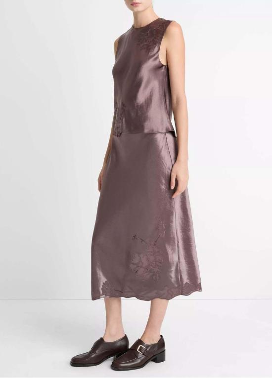  빈스 미디 스커트 자수 슬립 스커트 - VINCE