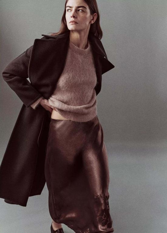  빈스 미디 스커트 자수 슬립 스커트 - VINCE