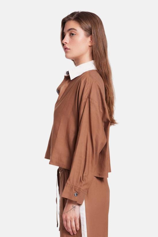  더 타일 클럽 셔츠 타일 클럽 간셋 팝린 크롭 셔츠 - THE TILE CLUB