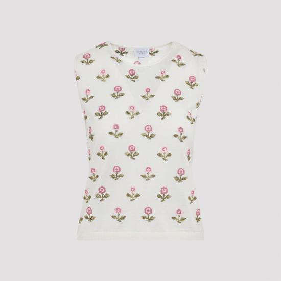 25FW 지암바티스타 발리 민소매 티셔츠 25FWSVCM022B 03CAS 1102 IVORY ROSE - GIAMBATTISTA VALLI