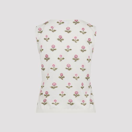 25FW 지암바티스타 발리 민소매 티셔츠 25FWSVCM022B 03CAS 1102 IVORY ROSE - GIAMBATTISTA VALLI