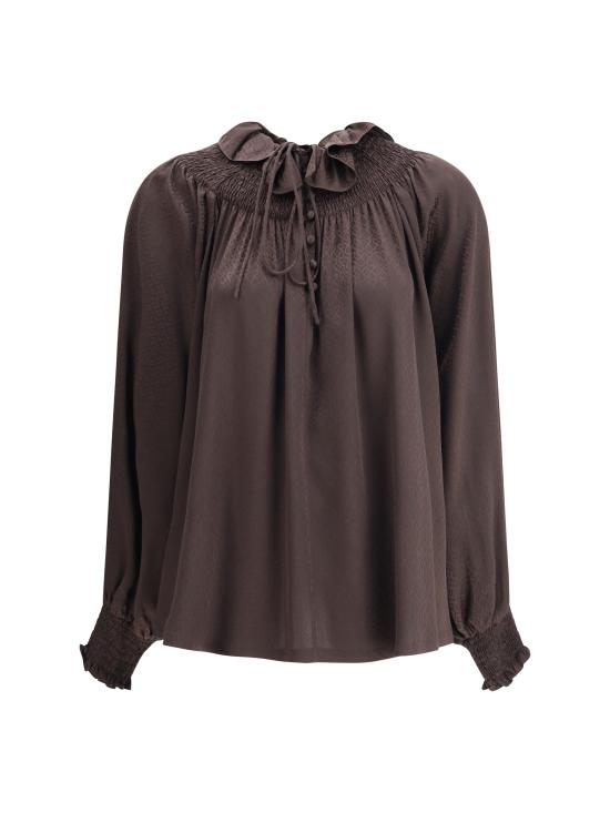 25FW 버버리 지오메트릭 실크 블라우스 8115914 C3824 BROWN