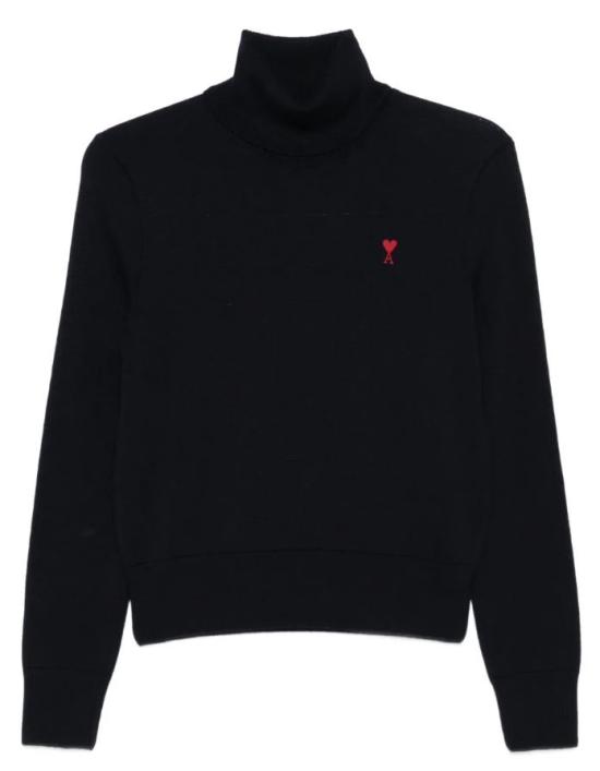 25FW 아미 스몰 하트 로고 울 터틀넥 스웨터 FKS827001 414 BLUE