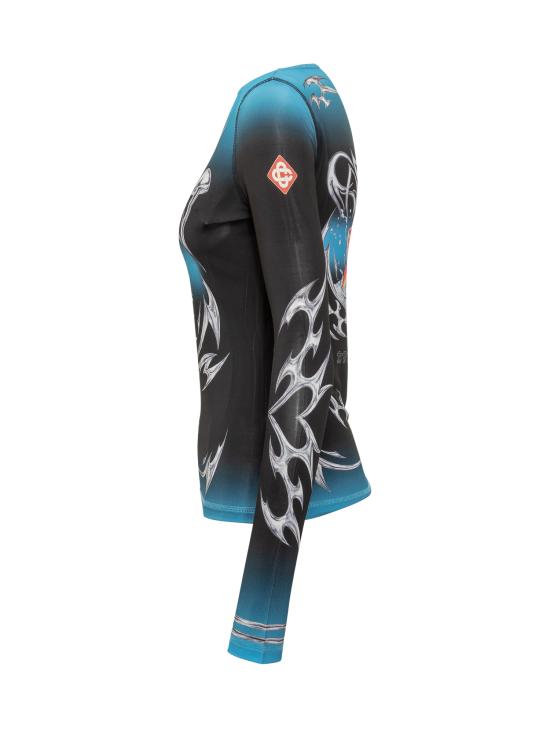 25FW 카사블랑카 반팔 티셔츠 AW25JTP40401 01 NERO AZZURRO - CASABLANCA