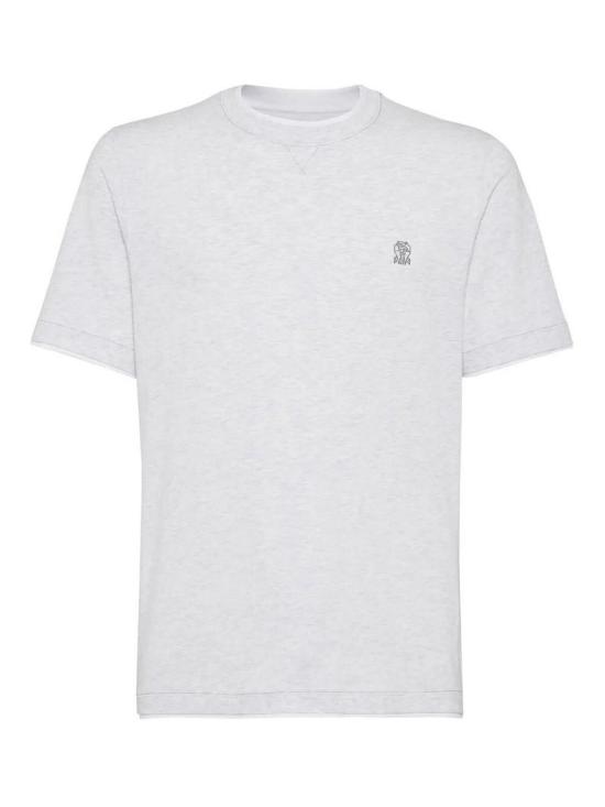 26SS 브루넬로 쿠치넬리 레이어링 코튼 저지 크루넥 티셔츠 M0B137451GCY887 White