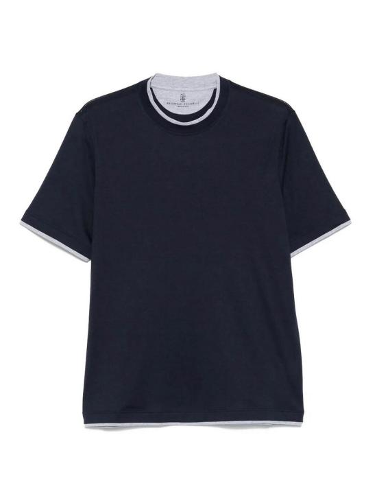 25FW 브루넬로 쿠치넬리 반팔 티셔츠 MH8367427CK781 Blue