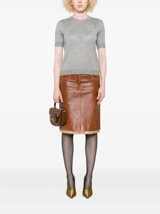  구찌 인타르시아 캐시미어 실크 탑 836747XKEWC1014 Grey - GUCCI