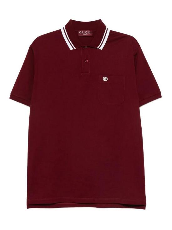  구찌 자수 스트레치 코튼 폴로 셔츠 795174XJHHM6207 Red